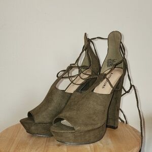 JustFab Green Platform Suede Shoes